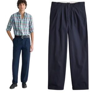 J.Crew Men Navy Blue Classic double-pleated chino pant Size 31x32